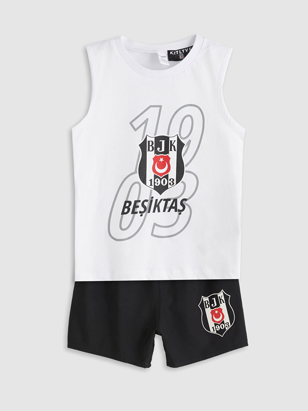 Beyaz Beşiktaş Baskılı Erkek Çocuk Mayo Takım