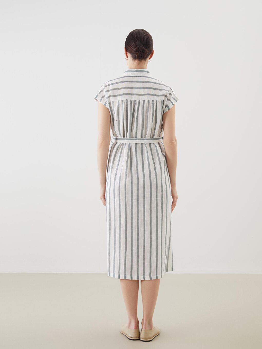 Striped Linen-Look Shirt Dress -S5JI15Z8-LFT