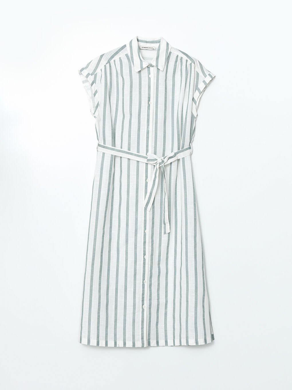 Striped Linen-Look Shirt Dress -S5JI15Z8-LFT