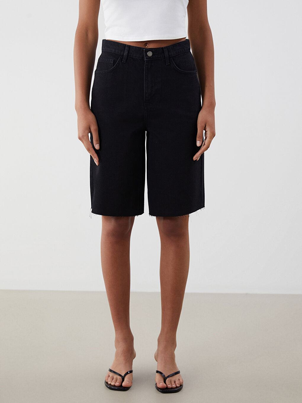 LCW Jeans Woman BLACK Denim Shorts -S5JI30Z8-327