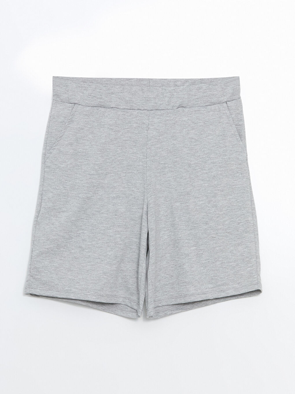 Gri Beli Lastikli Kadın Şort-5