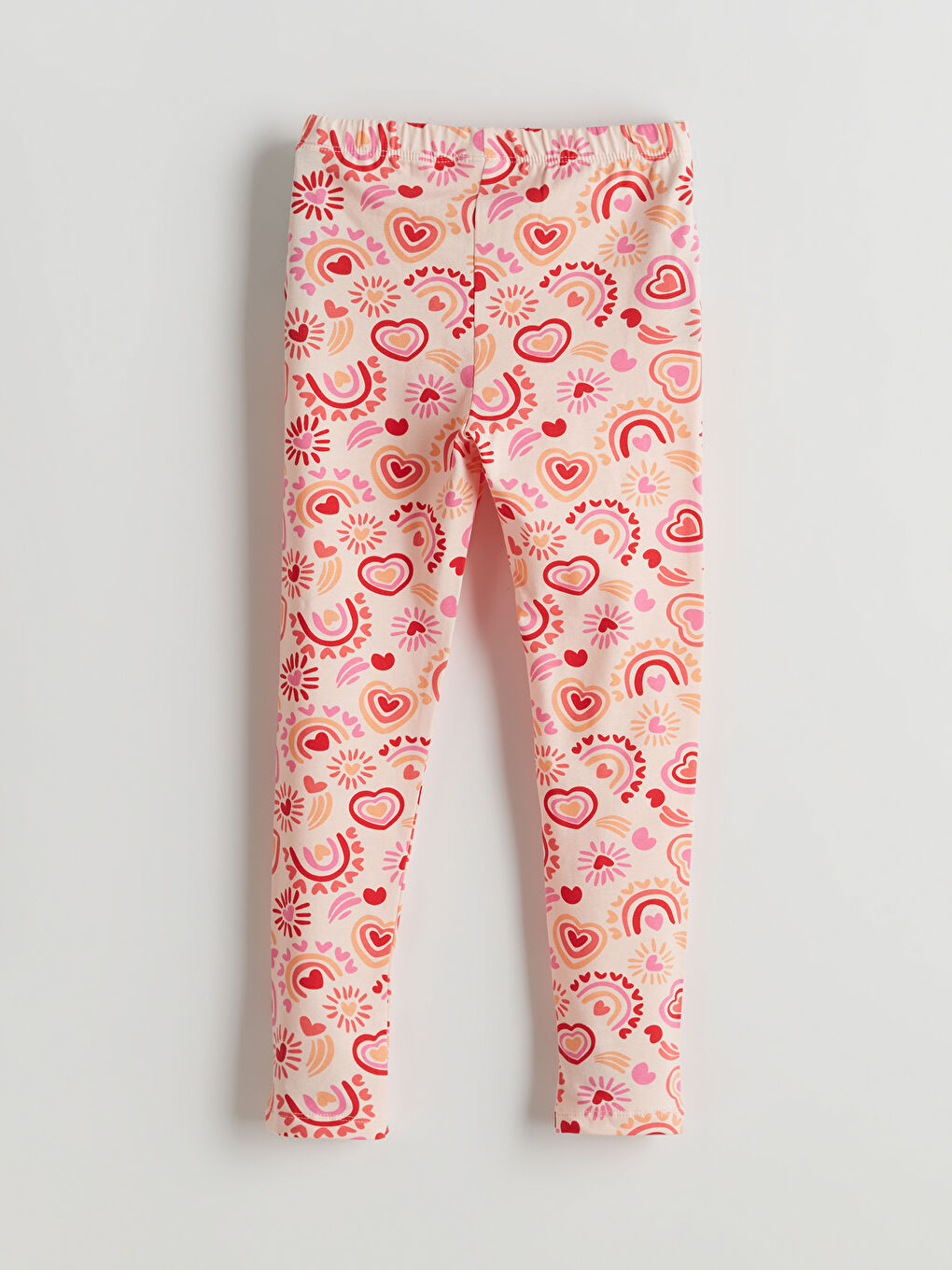 Pembe Kız Çocuk Kalp Baskılı Tayt-1