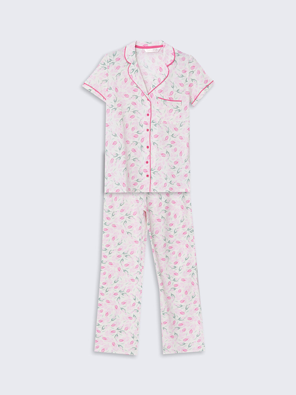 Shirt Collar Floral Women's Pajama Set -S5JJ14Z8-LRA