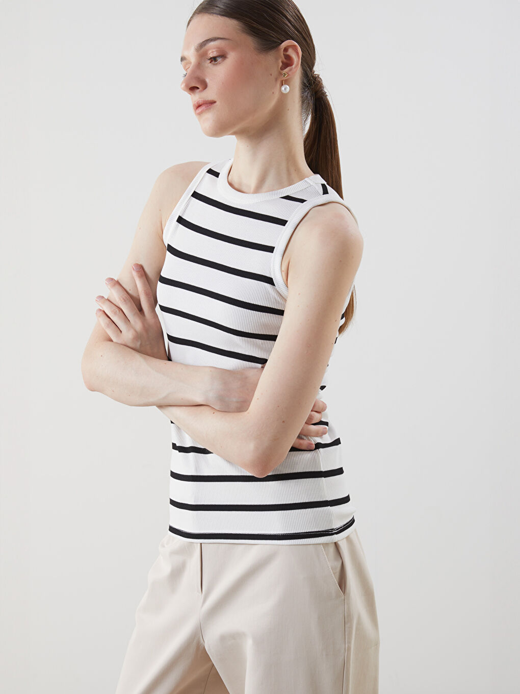 Crew Neck Striped Women's Athlete -S5JJ15Z8-LEF
