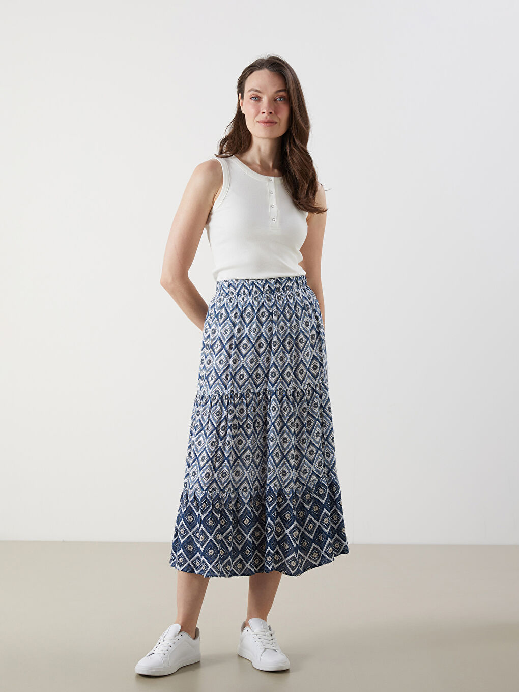 LCW Grace Elasticated Waist Patterned Layered Skirt -S5JJ23Z8-LSJ