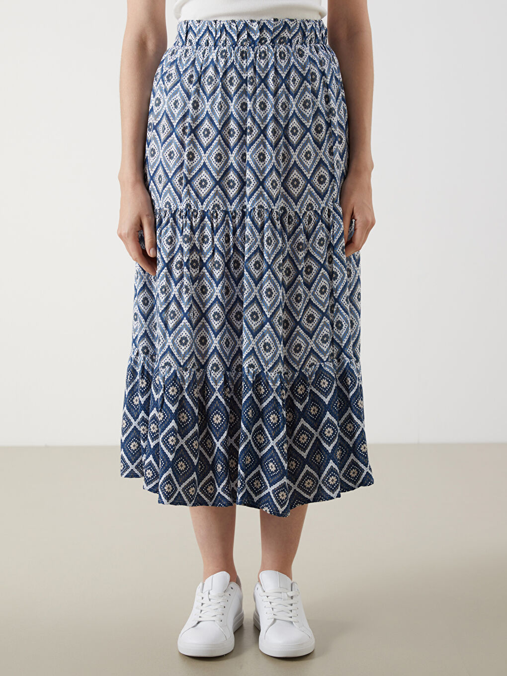 LCW Grace Elasticated Waist Patterned Layered Skirt -S5JJ23Z8-LSJ