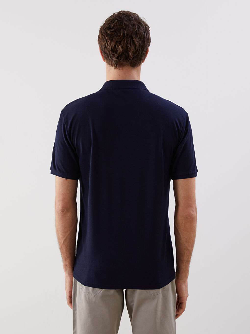 Lacivert Polo Yaka Kısa Kollu Erkek Tişört-3