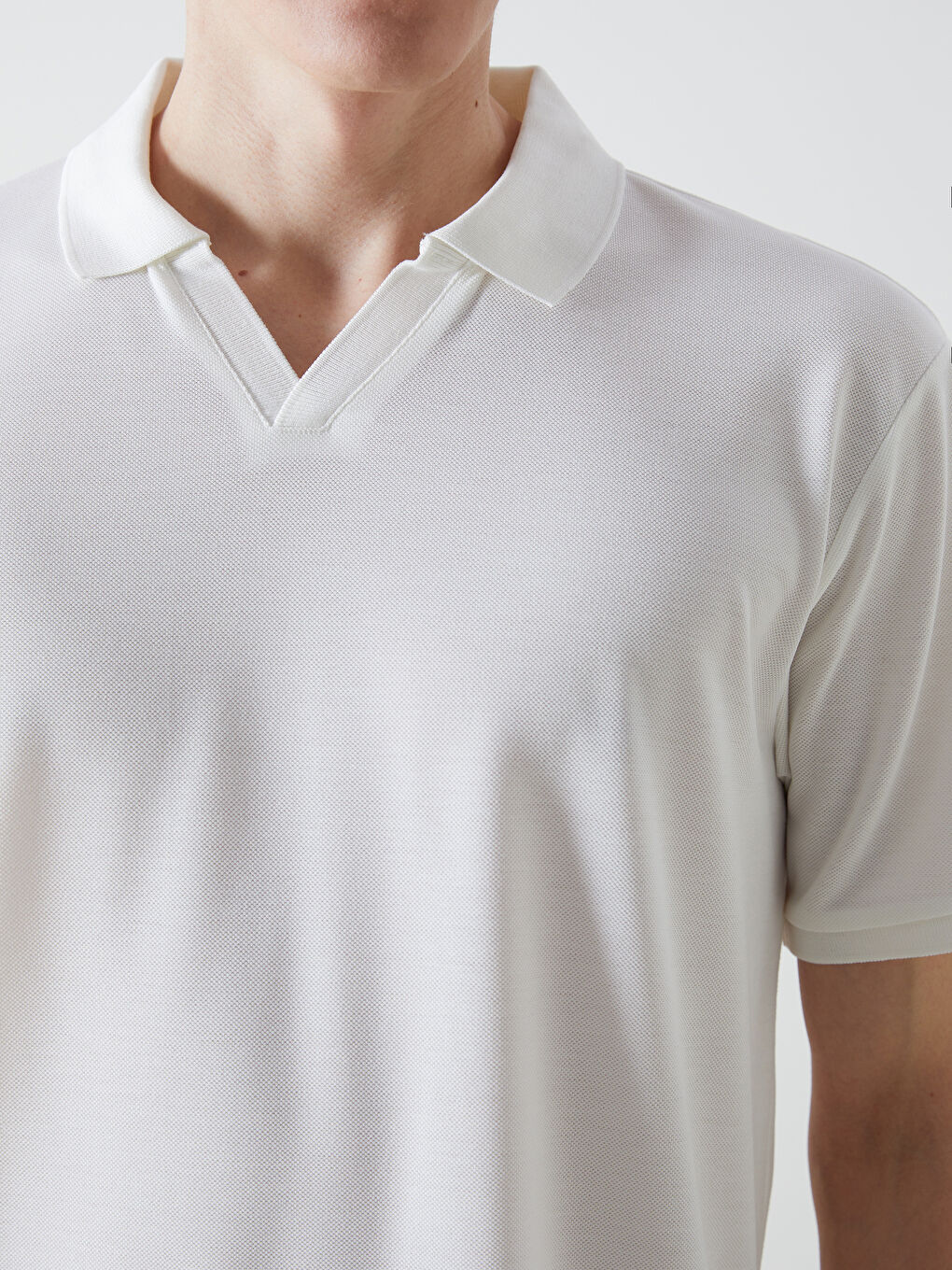 Ekru Polo Yaka Kısa Kollu Erkek Tişört-2
