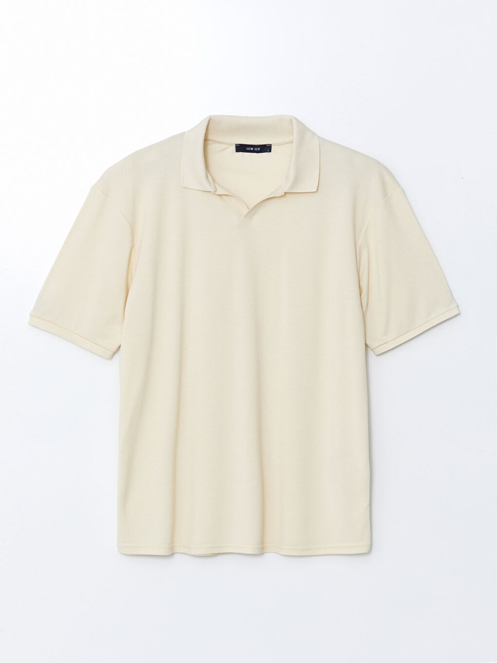 Ekru Polo Yaka Kısa Kollu Erkek Tişört-4