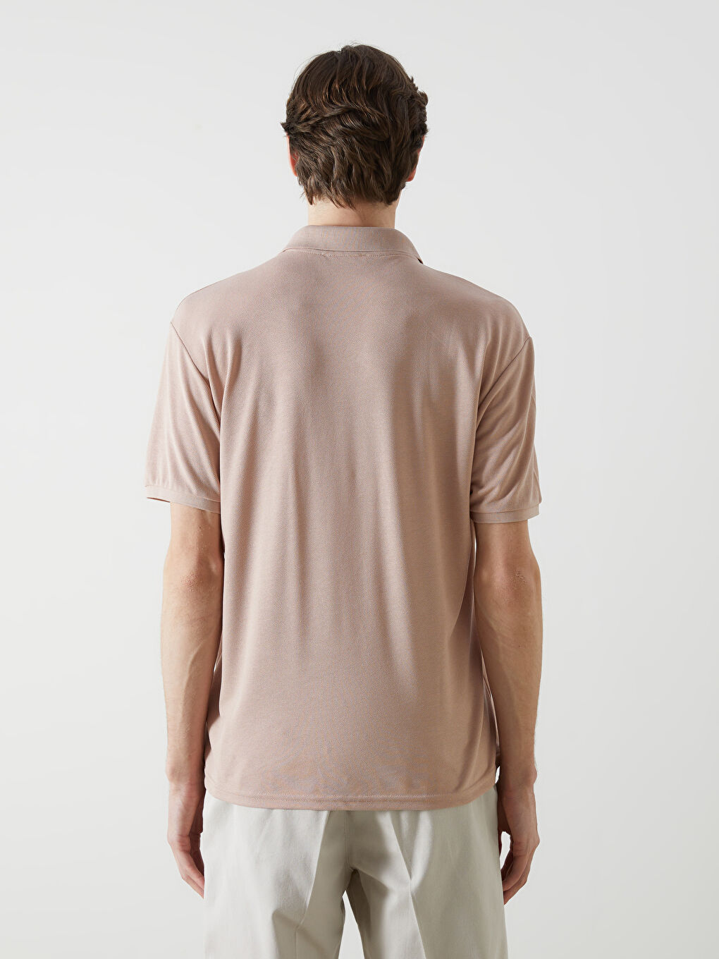 Kahverengi Polo Yaka Kısa Kollu Erkek Tişört-3
