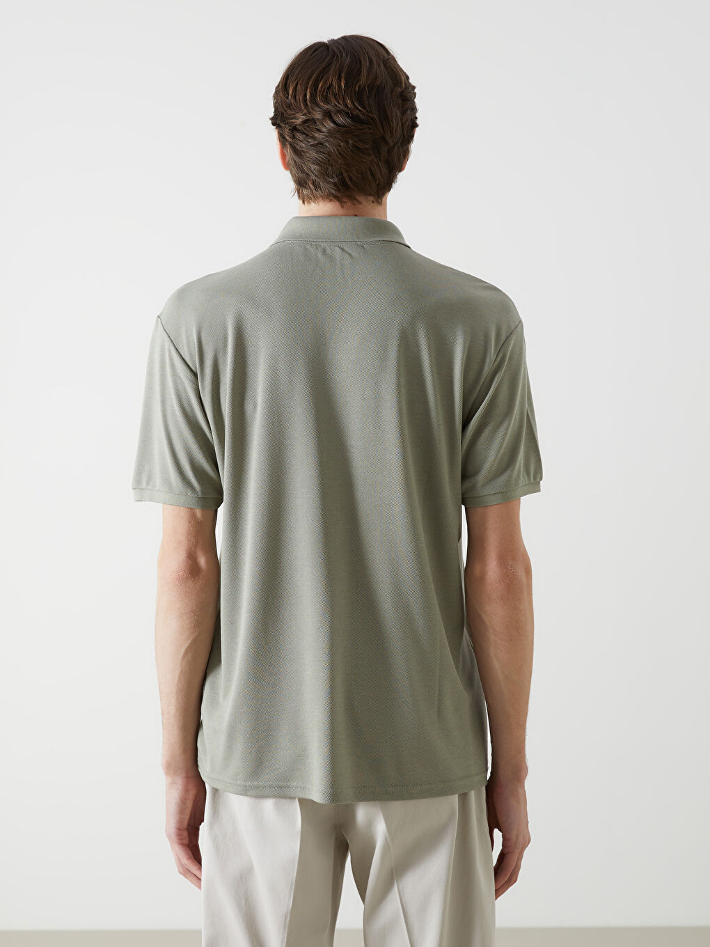 Yeşil Polo Yaka Kısa Kollu Erkek Tişört-3