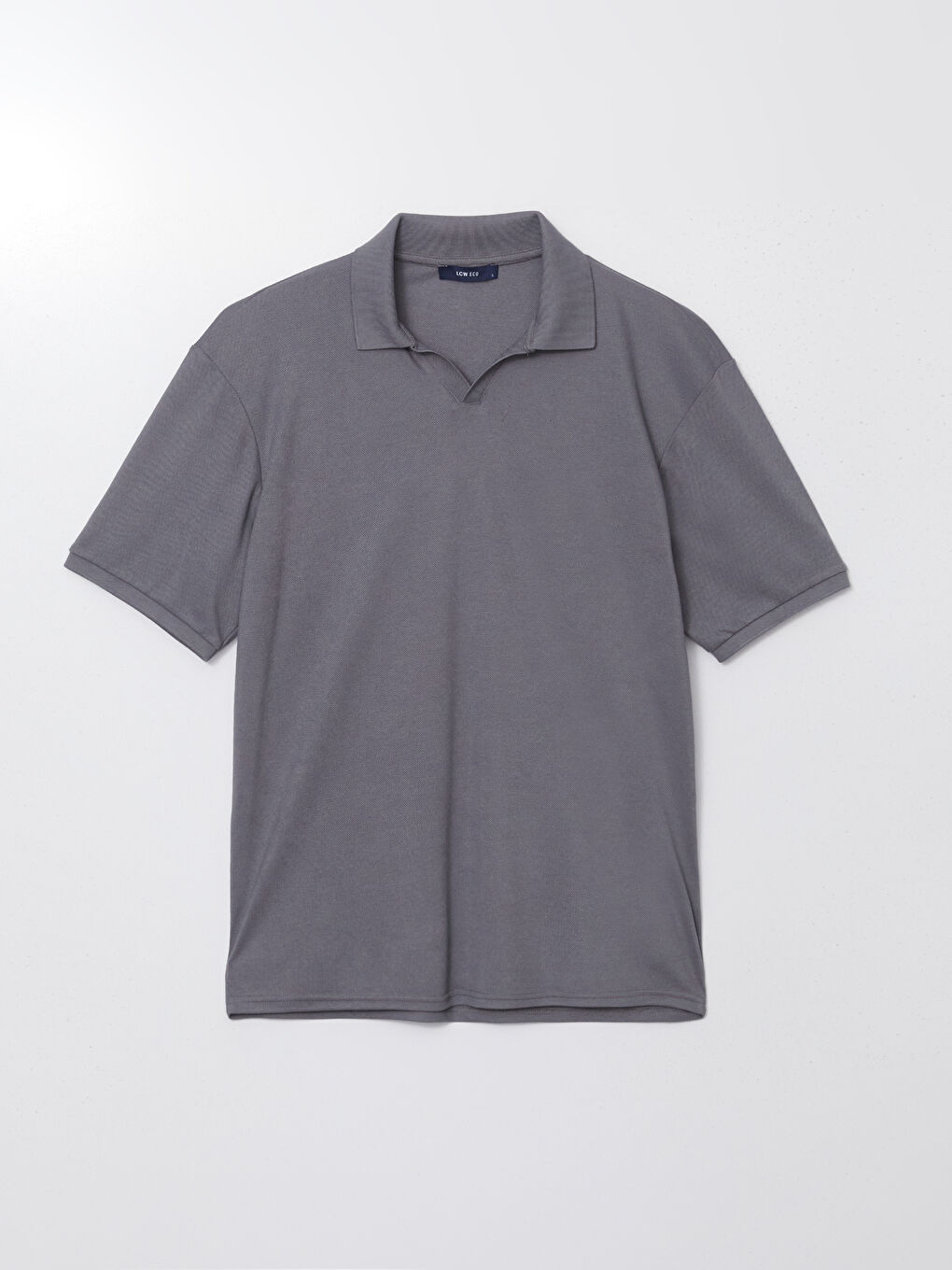 Gri Polo Yaka Kısa Kollu Erkek Tişört-4