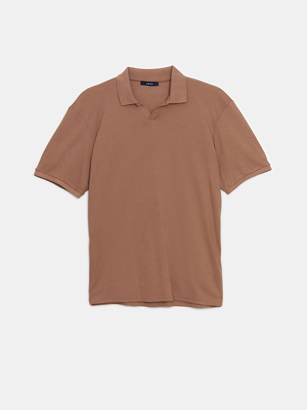 Kahverengi Polo Yaka Kısa Kollu Erkek Tişört-4