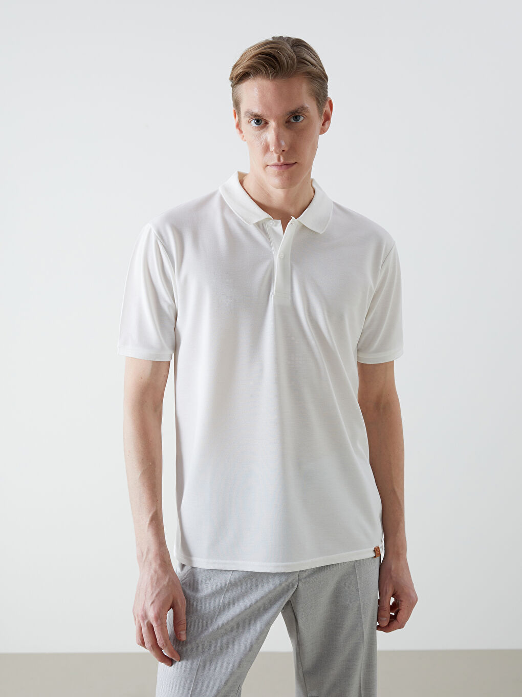 Ekru Polo Yaka Kısa Kollu Erkek Tişört