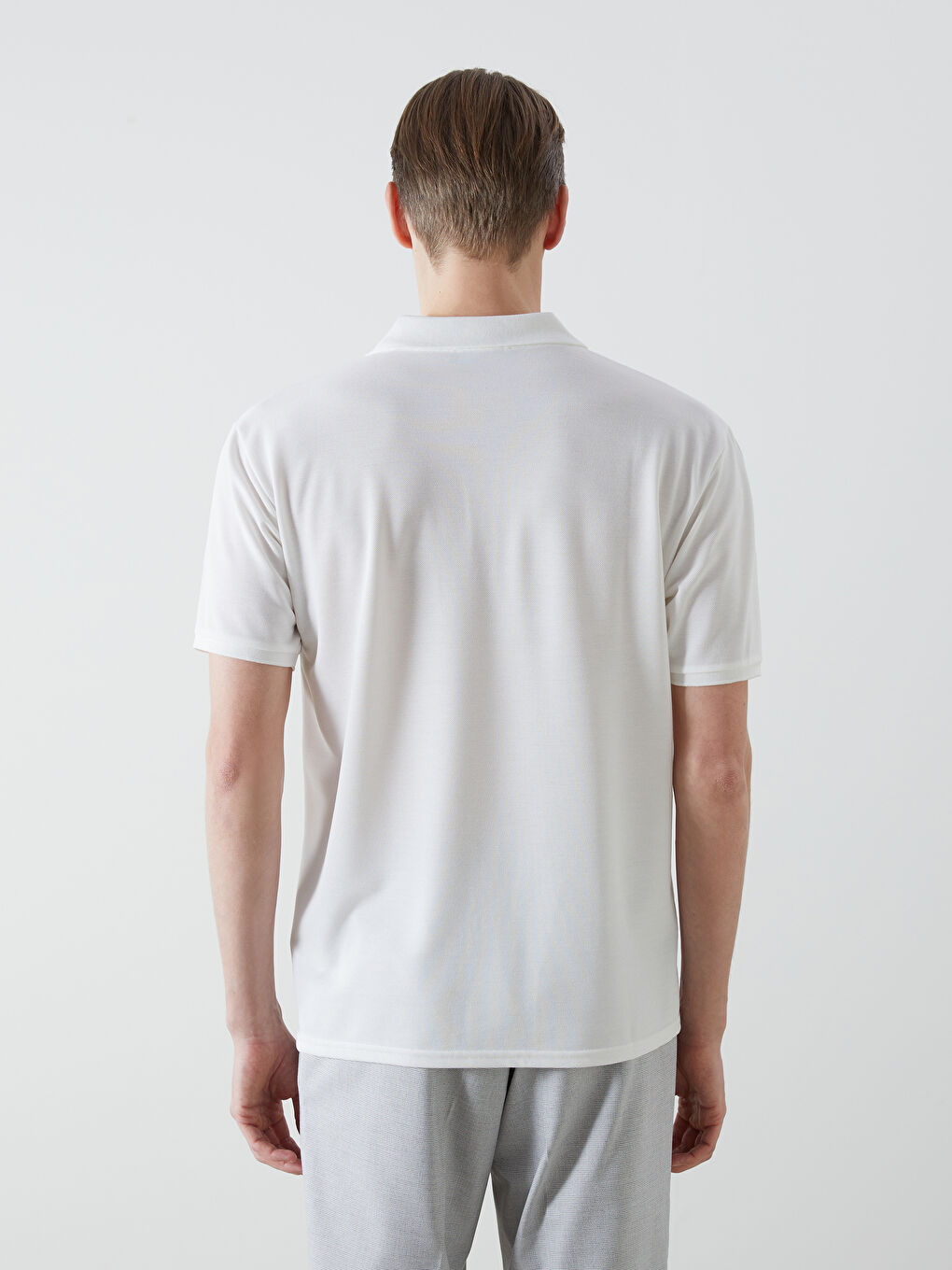 Ekru Polo Yaka Kısa Kollu Erkek Tişört-3