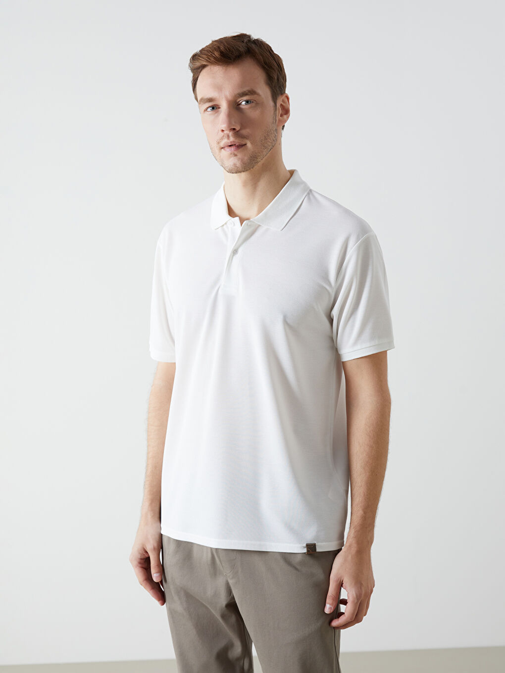 Ekru Polo Yaka Kısa Kollu Erkek Tişört