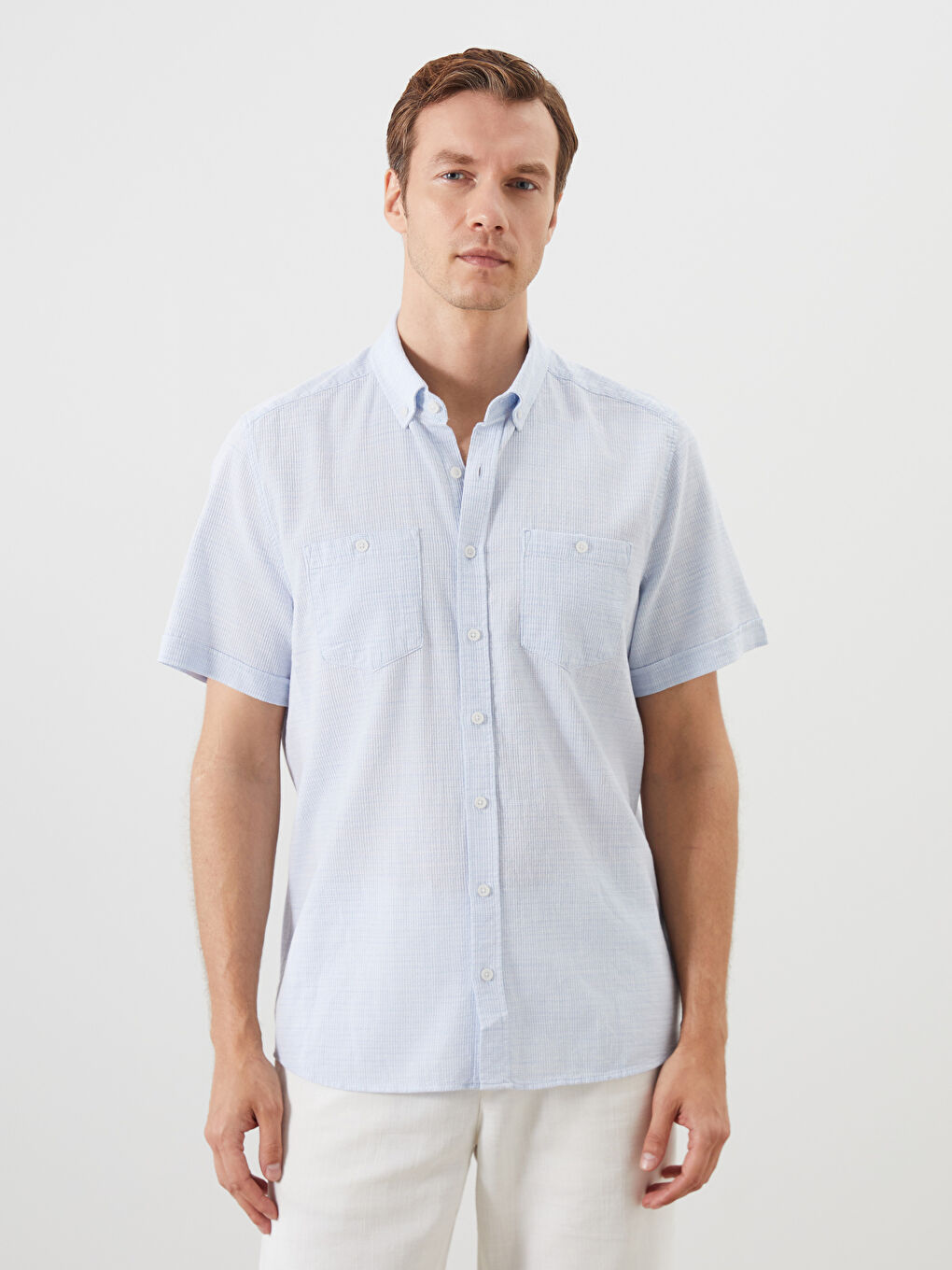 Regular Fit Men's Textured Shirt -S5JJ70Z8-CUN