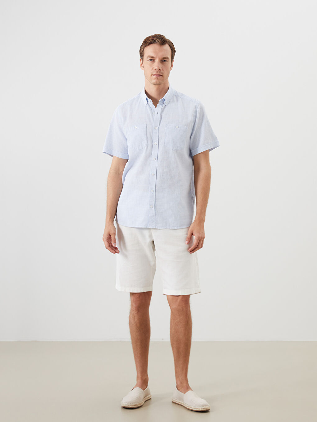 Regular Fit Men's Textured Shirt -S5JJ70Z8-CUN