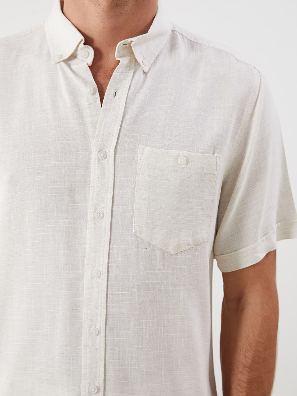 LCWAIKIKI Classic Regular Fit Short Sleeve Linen Blend Men's Shirt -S5JJ72Z8-Z3M