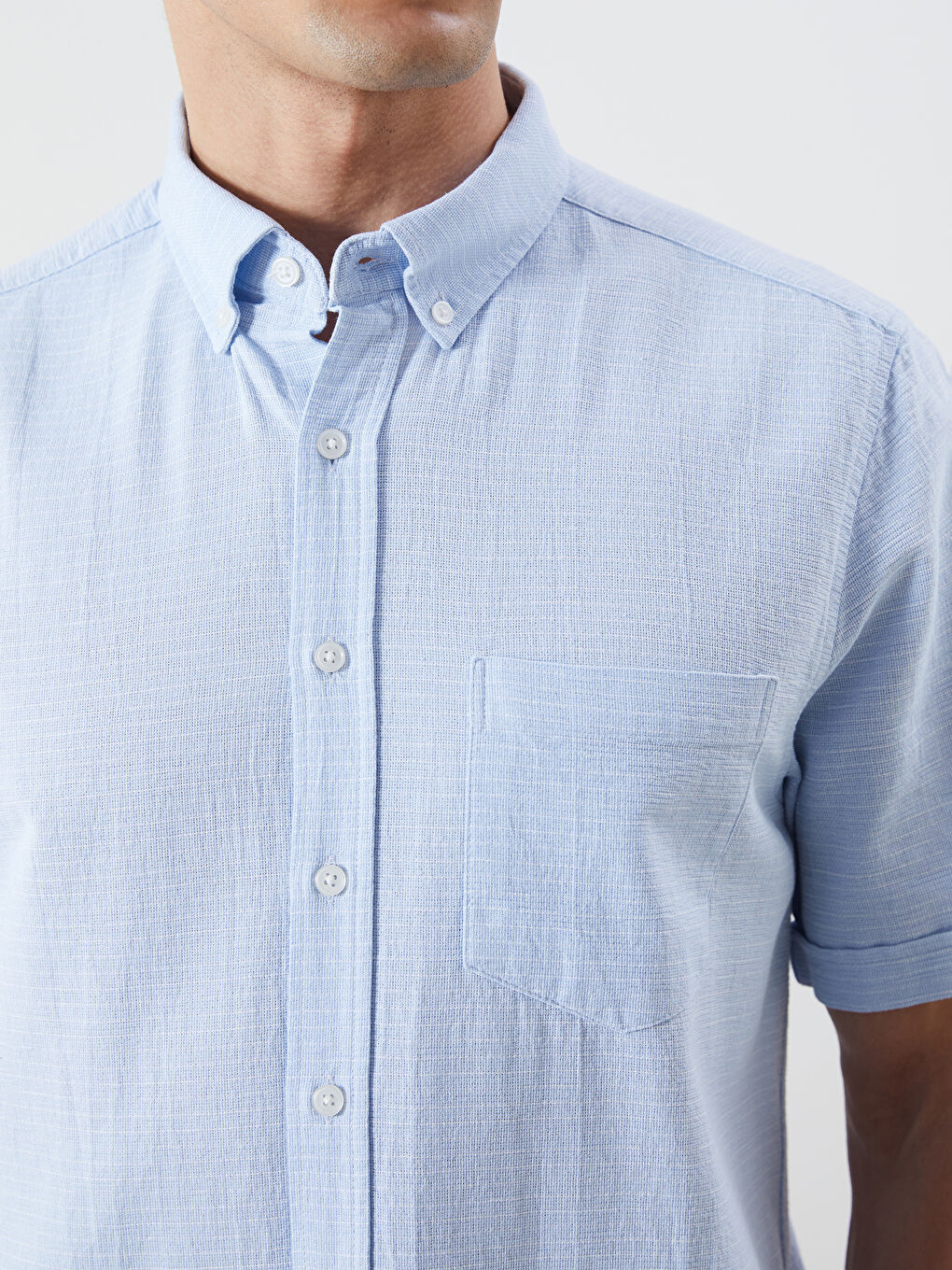 LCWAIKIKI Classic Regular Fit Short Sleeve Dobby Men's Shirt -S5JJ76Z8-CV6