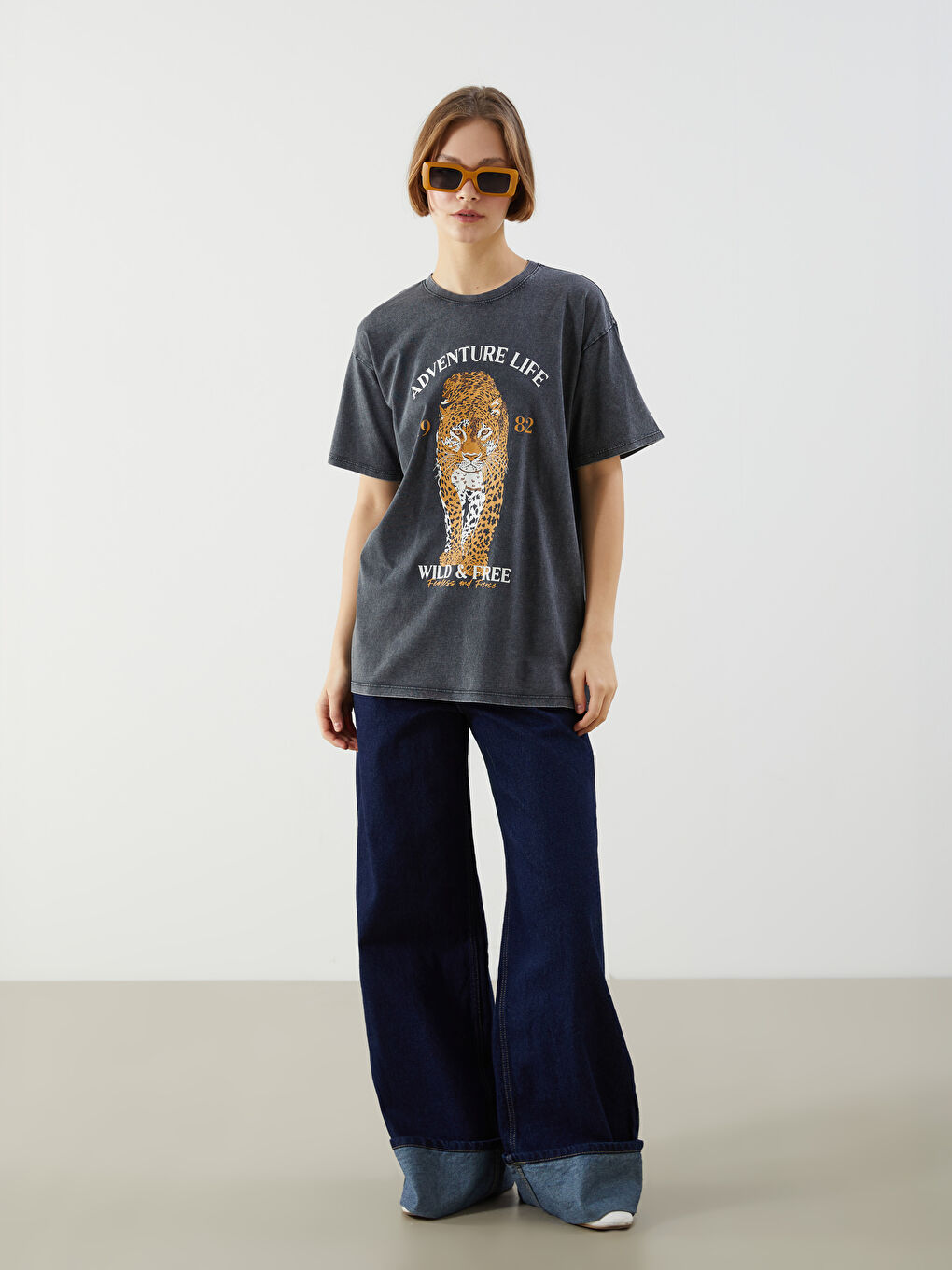 XSIDE Crew Neck Leopard Print Women's T-Shirt -S5JJ86Z8-VDL