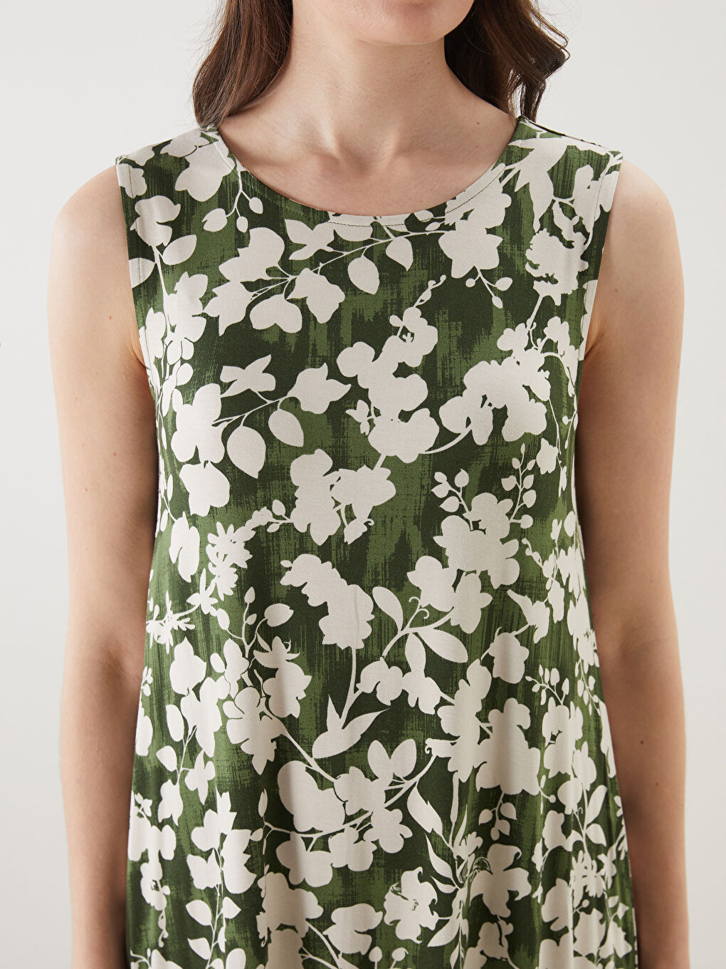 Crew Neck Floral A-Line Dress -S5JJ91Z8-LS6