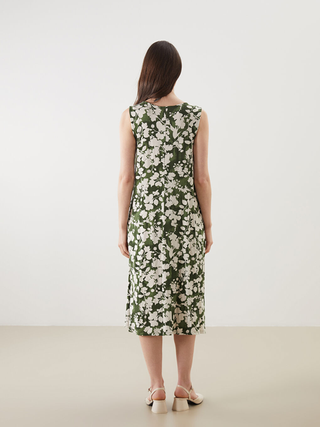 Crew Neck Floral A-Line Dress -S5JJ91Z8-LS6