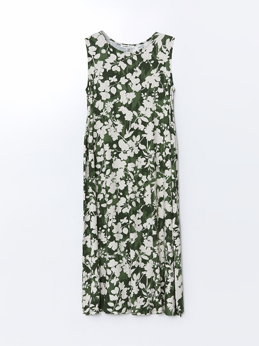 Crew Neck Floral A-Line Dress -S5JJ91Z8-LS6