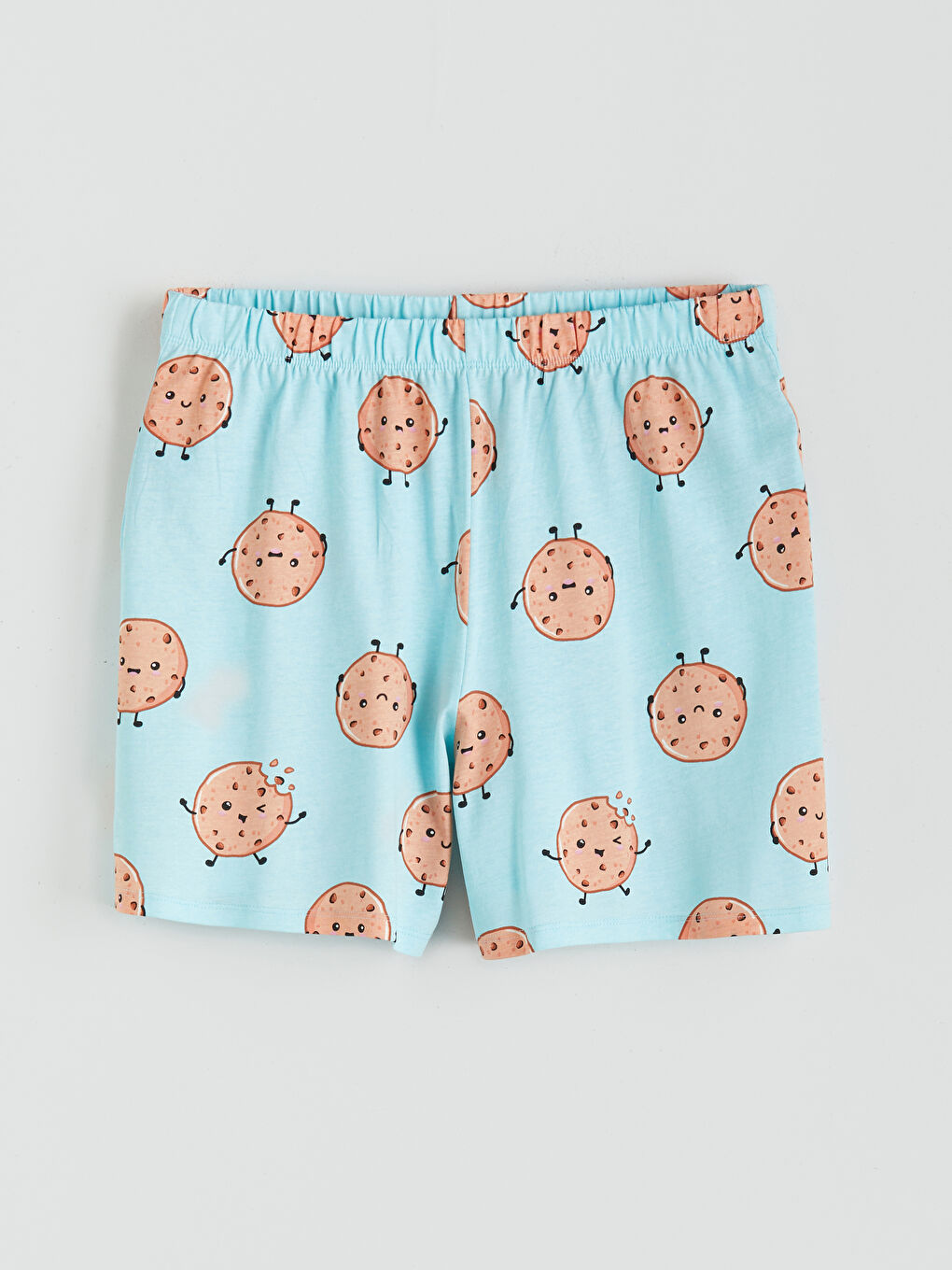 Mavi Beli Lastikli Baskılı Kadın Pijama Altı