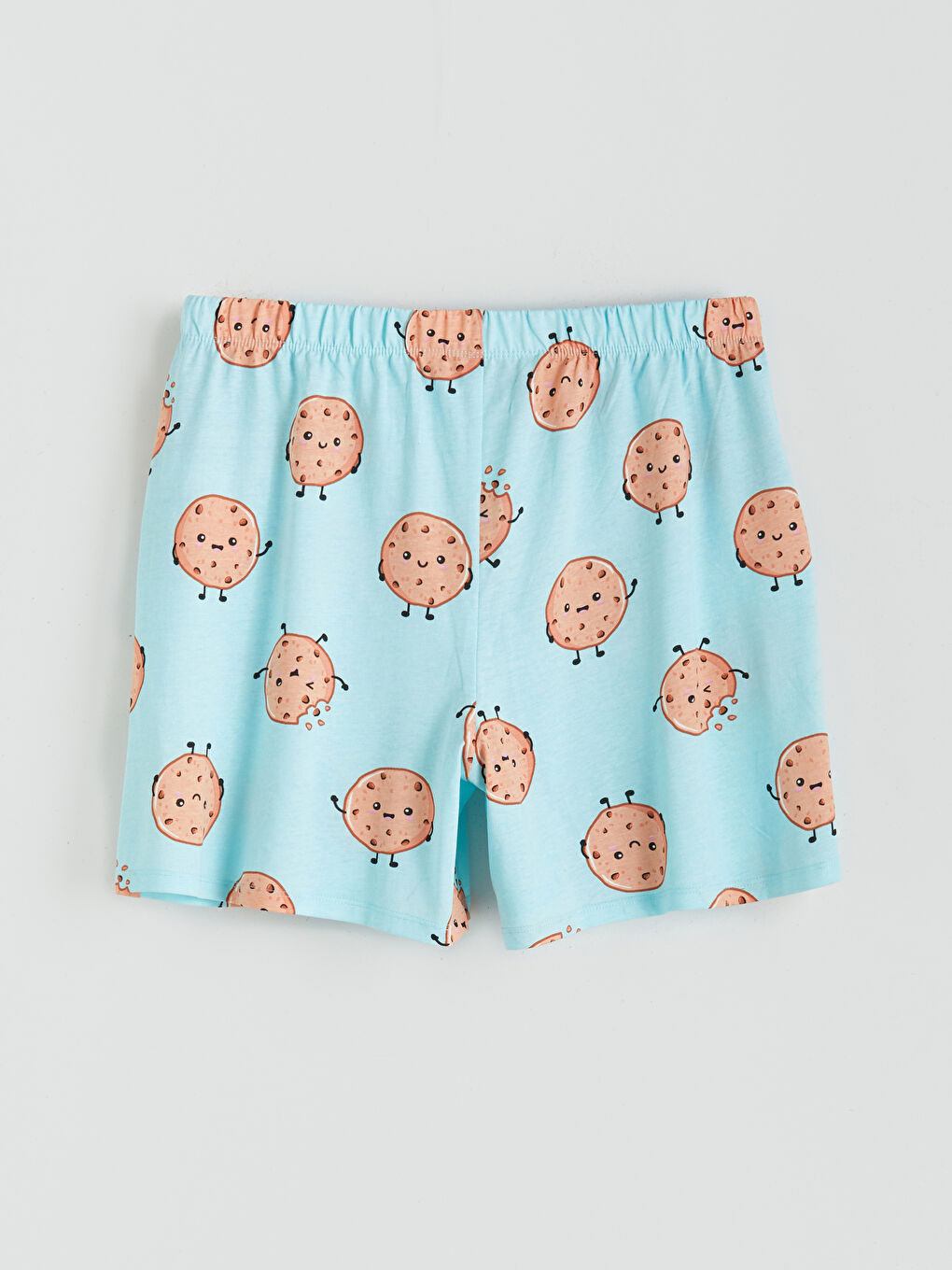 Mavi Beli Lastikli Baskılı Kadın Pijama Altı-1