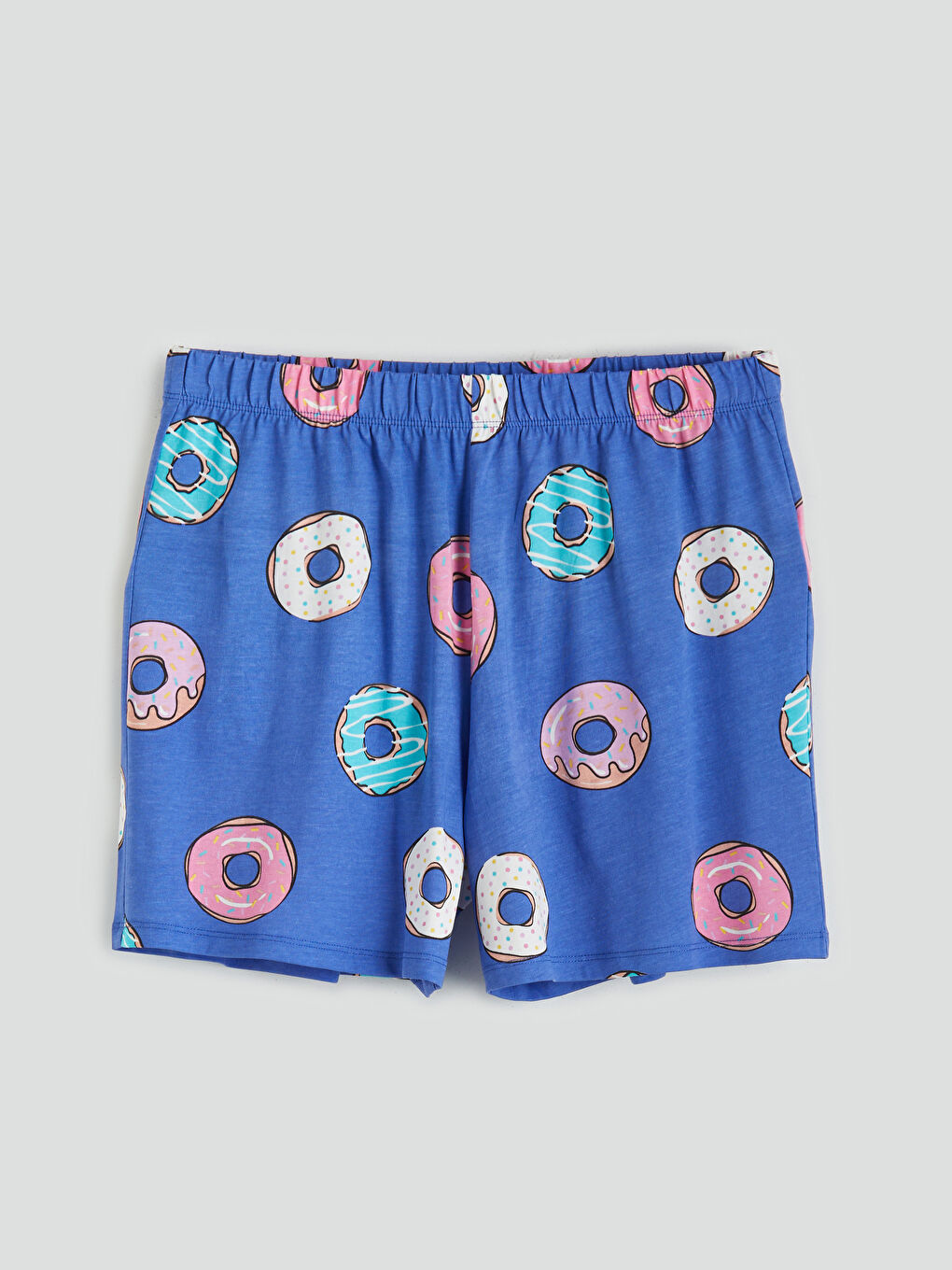 Mavi Beli Lastikli Baskılı Kadın Pijama Altı