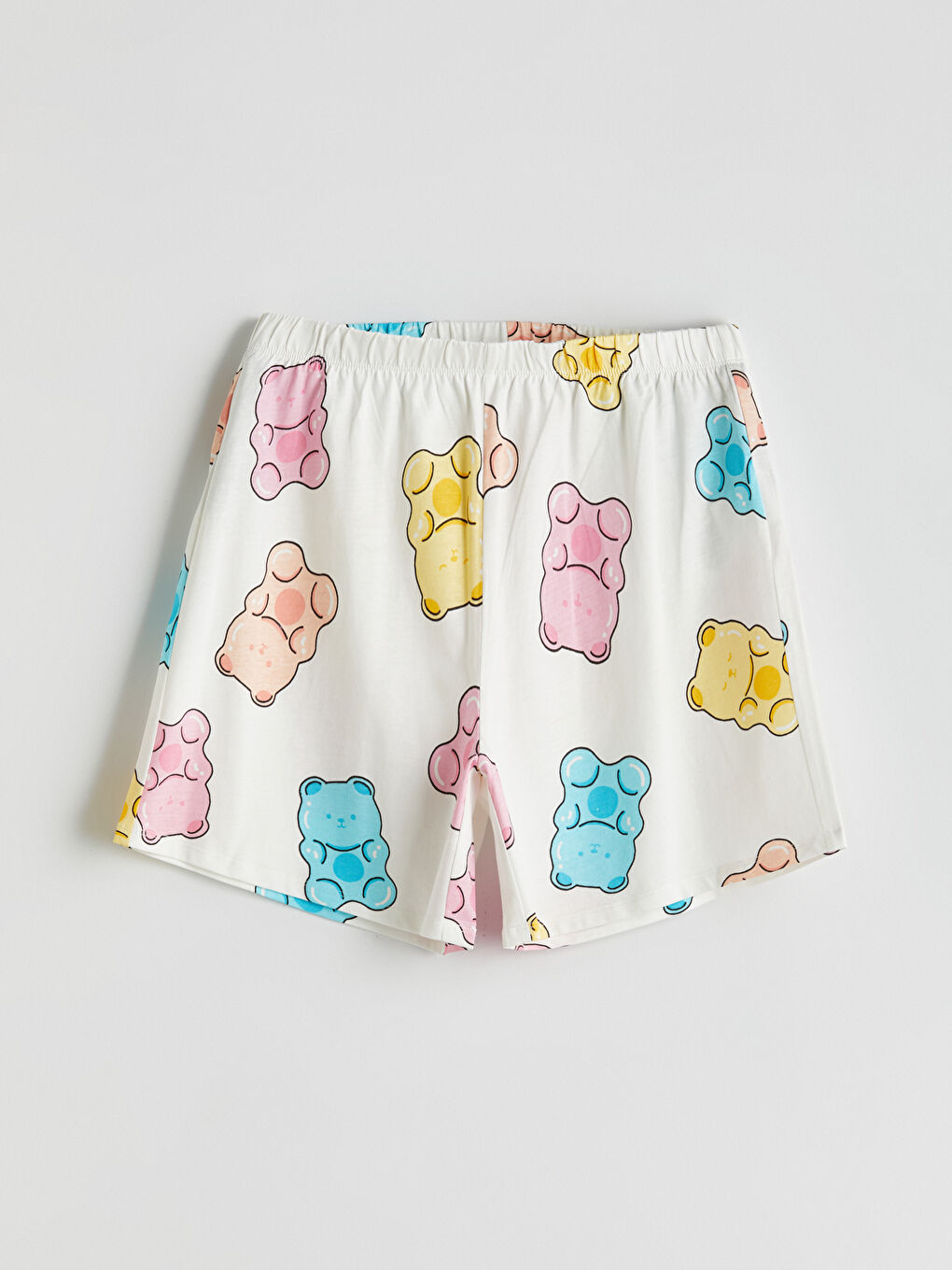 Ekru Beli Lastikli Baskılı Kadın Pijama Altı