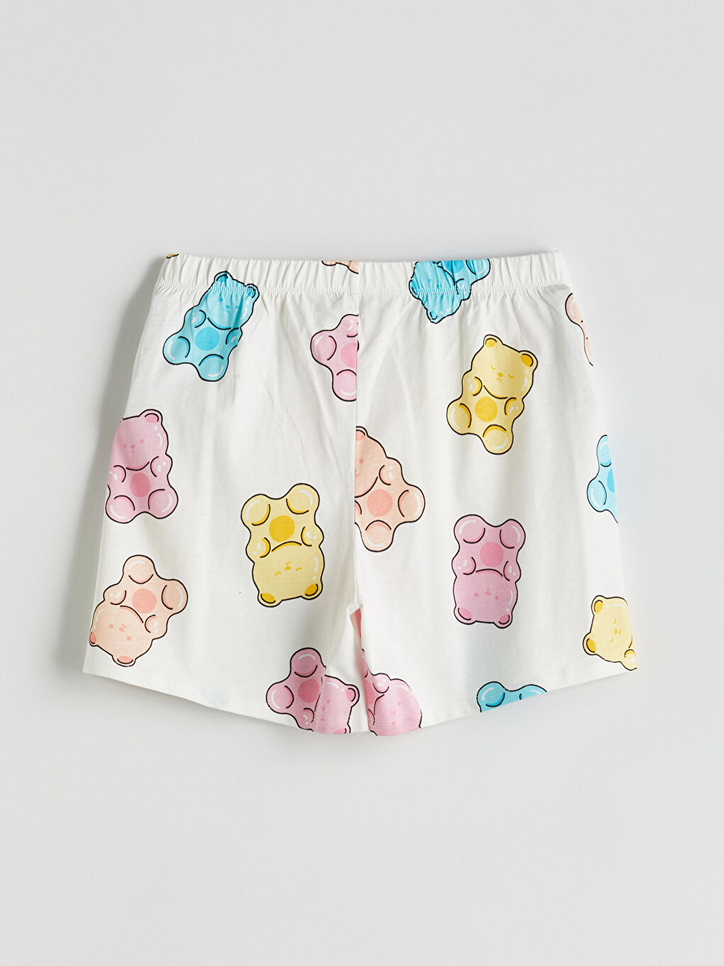 Ekru Beli Lastikli Baskılı Kadın Pijama Altı-1