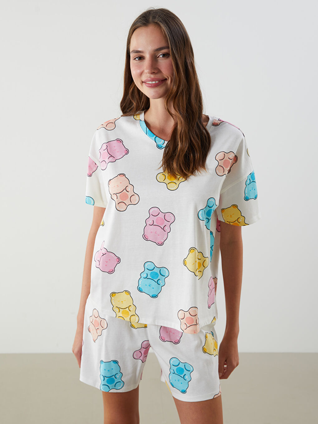 Woman ECRU Shortie Pyjama Set -S5JK08Z8-LRA