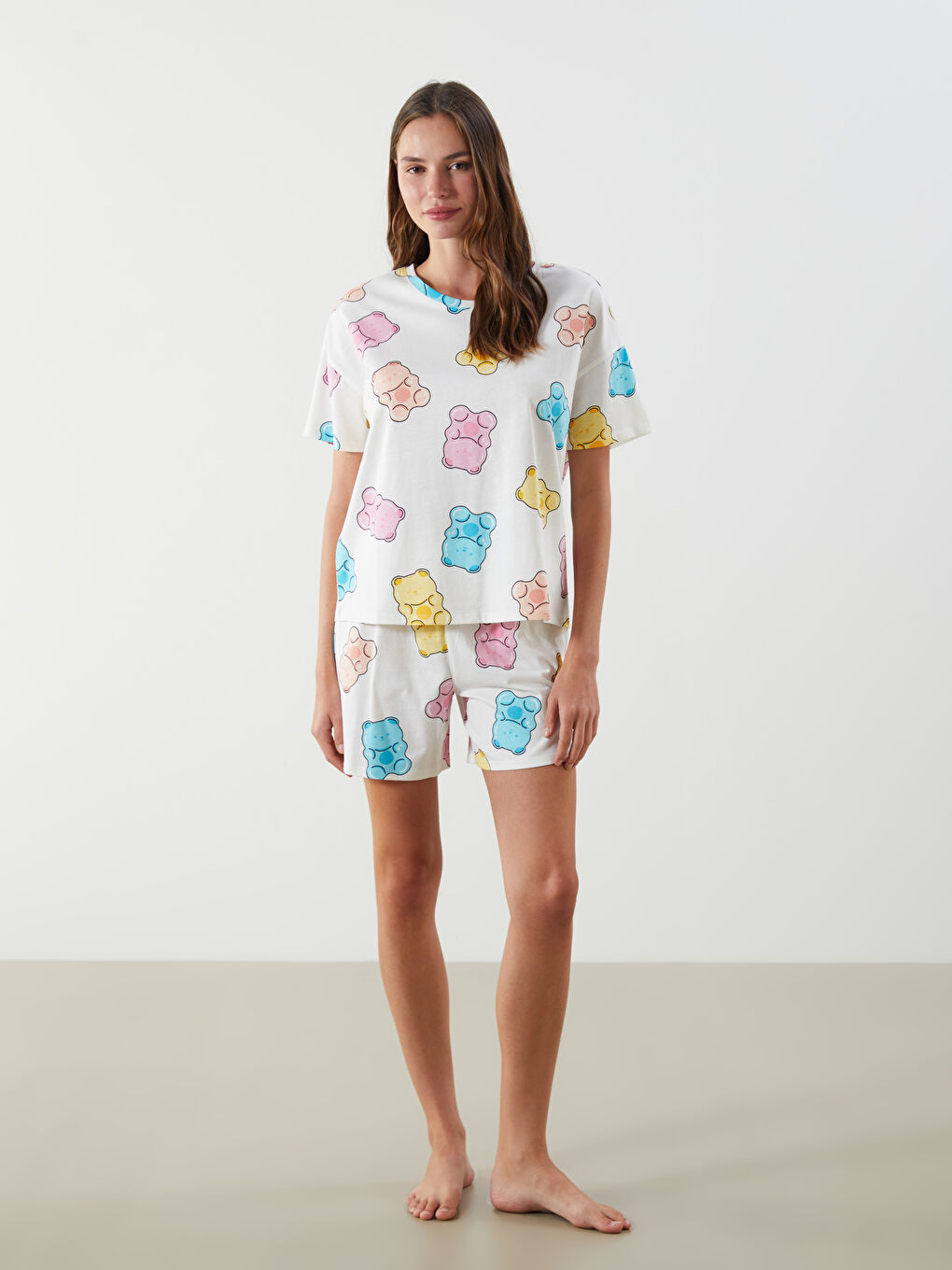 Woman ECRU Shortie Pyjama Set -S5JK08Z8-LRA