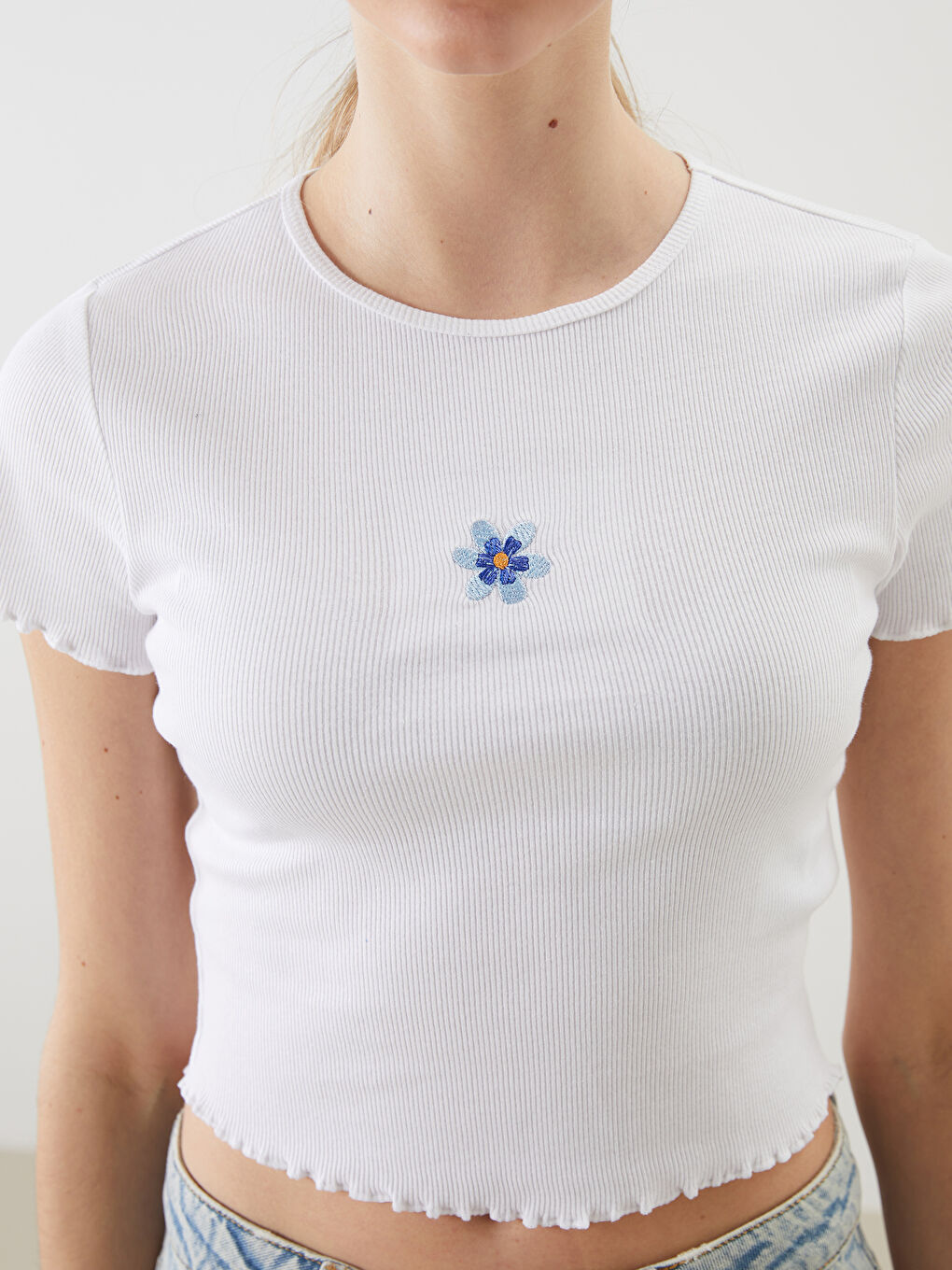 XSIDE Crew Neck Embroidered Women's Crop Top -S5JK14Z8-Q6K