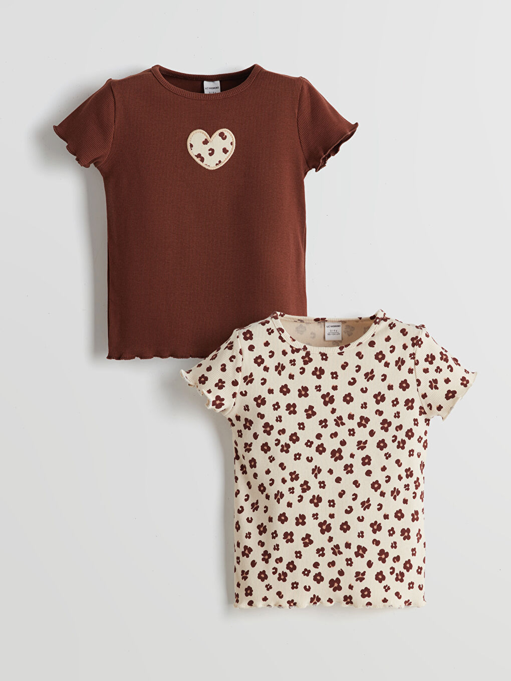 Crew Neck Floral Girls' T-Shirt 2 Pack -S5JK15Z1-HHB