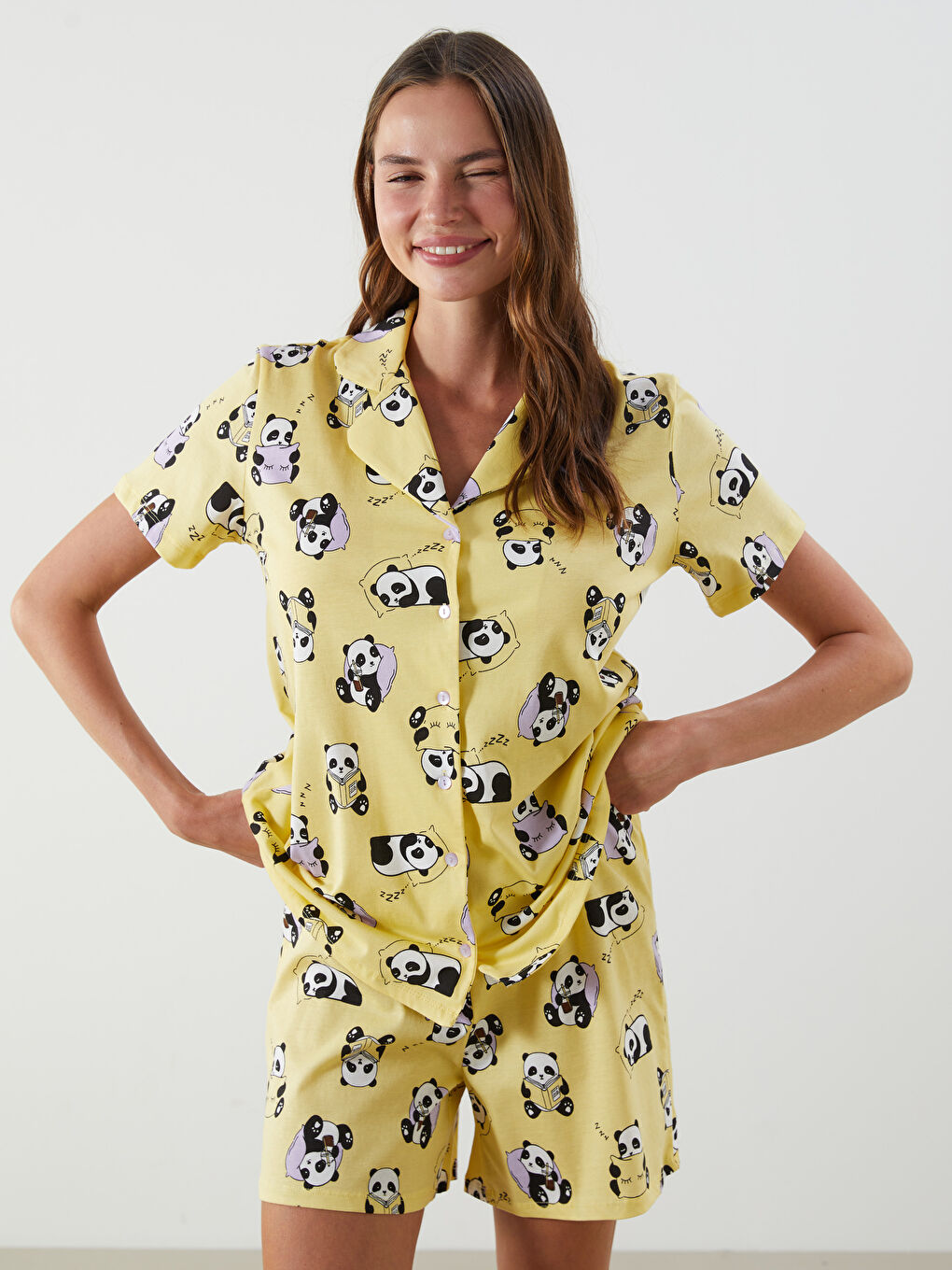 LCW Young Woman YELLOW Shortie Pyjama Set -S5JK32Z8-LUF