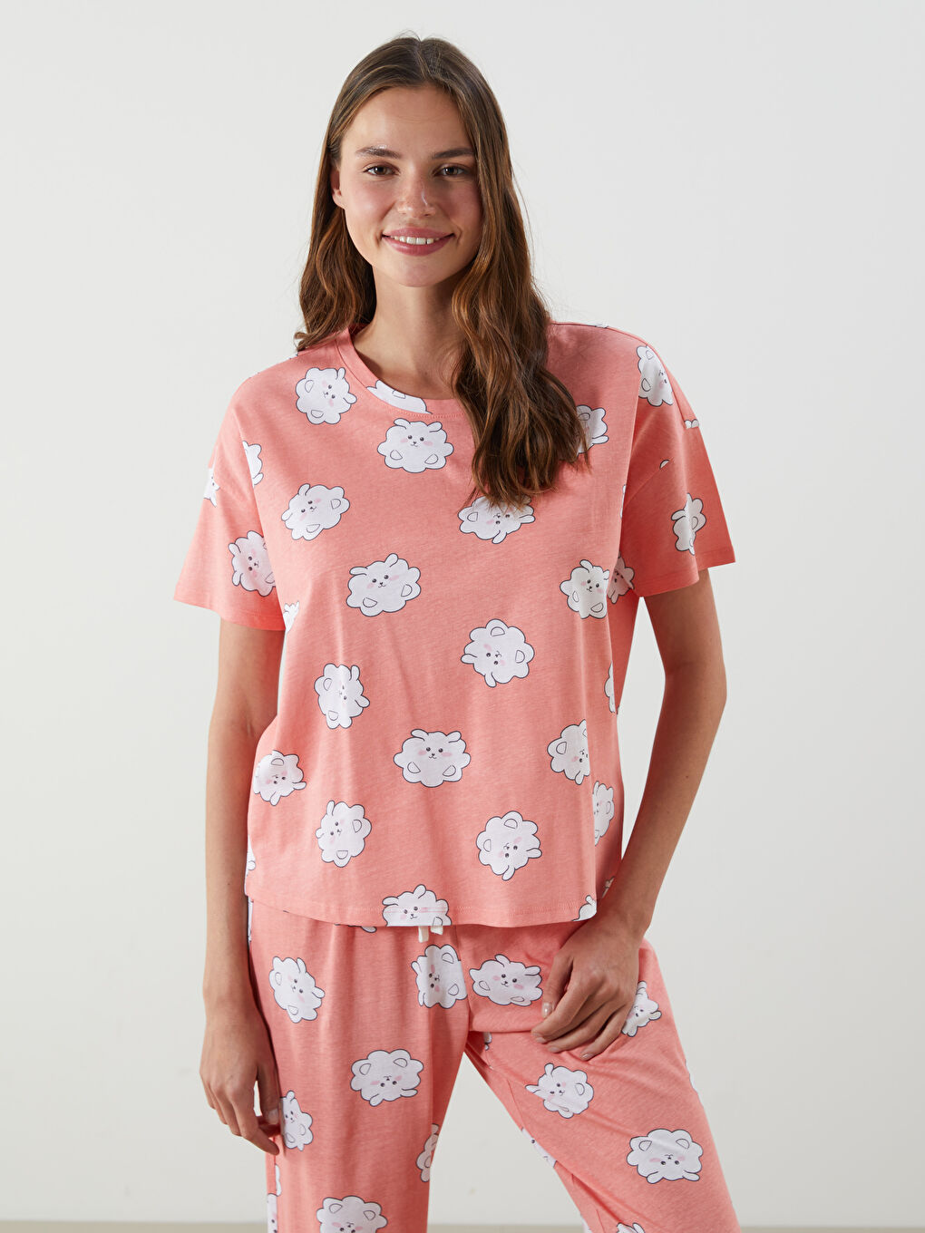 LCW Young Crew Neck Printed Women's Pyjama Set -S5JK39Z8-LR8