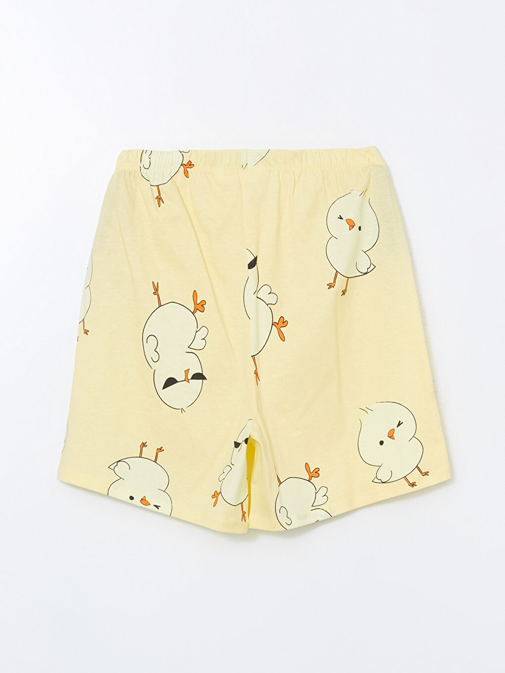 Sarı Beli Lastikli Desenli Kadın Şort Pijama Altı-1