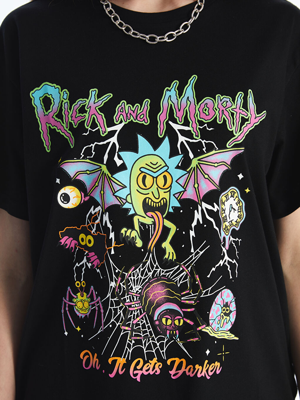 Crew Neck Rick and Morty Printed Women's T-Shirt-2