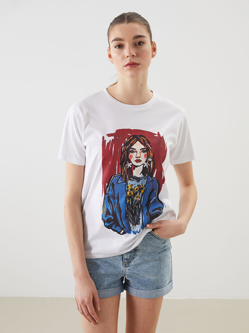 XSIDE Crew Neck Printed Women's T-Shirt -S5JK73Z8-Q6K
