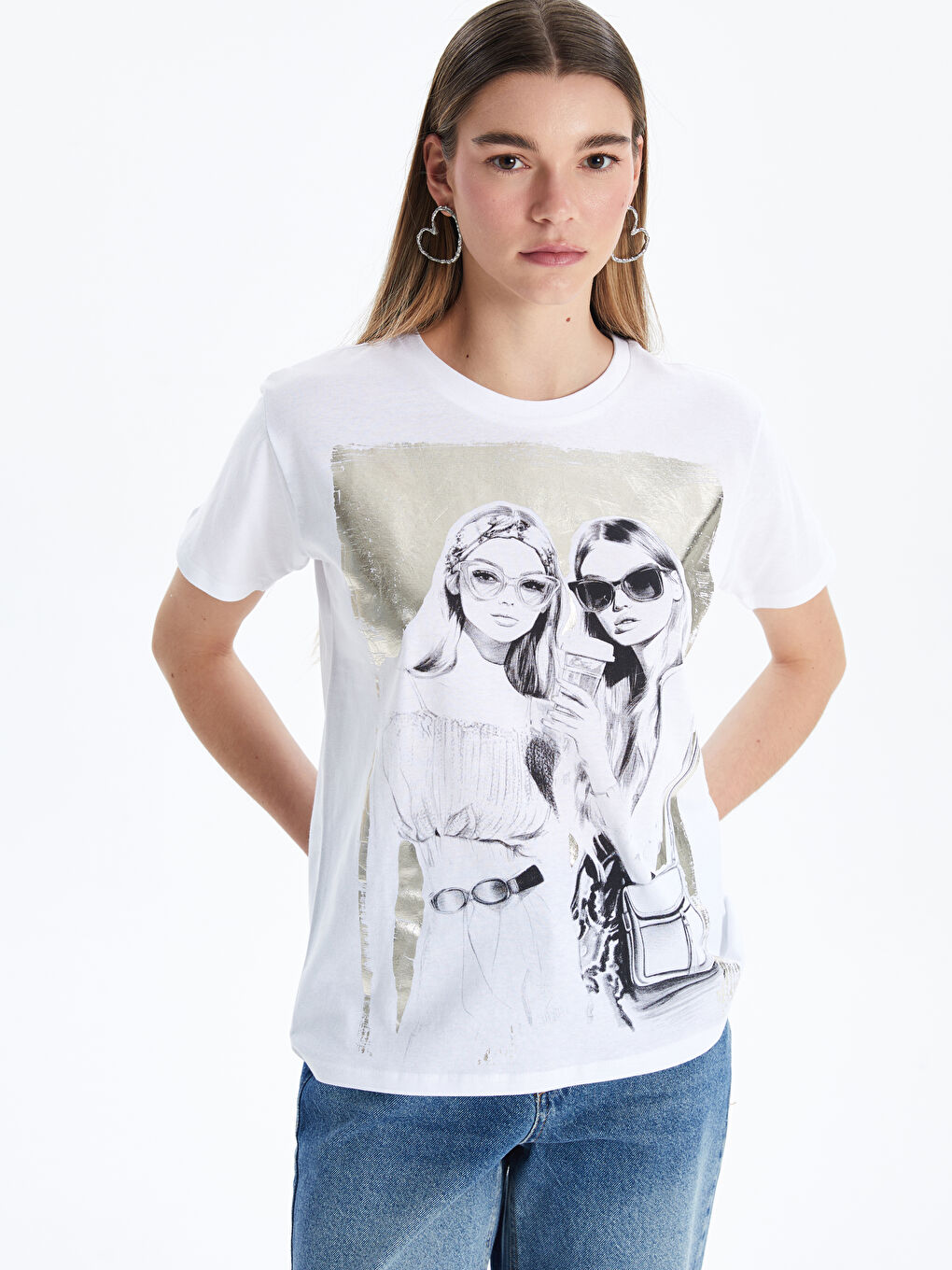 XSIDE Crew Neck Printed Women's T-Shirt -S5JK75Z8-Q6K