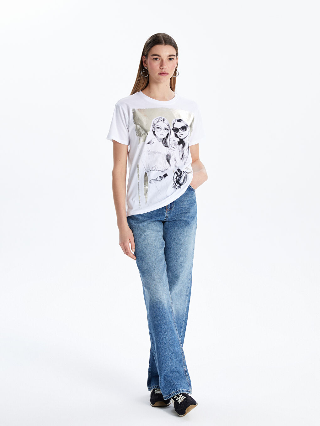 XSIDE Crew Neck Printed Women's T-Shirt -S5JK75Z8-Q6K
