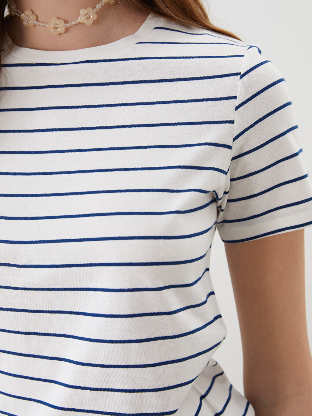 Crew Neck Striped Women's T-Shirt-2