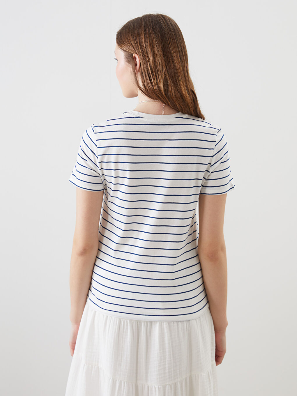 Crew Neck Striped Women's T-Shirt-3