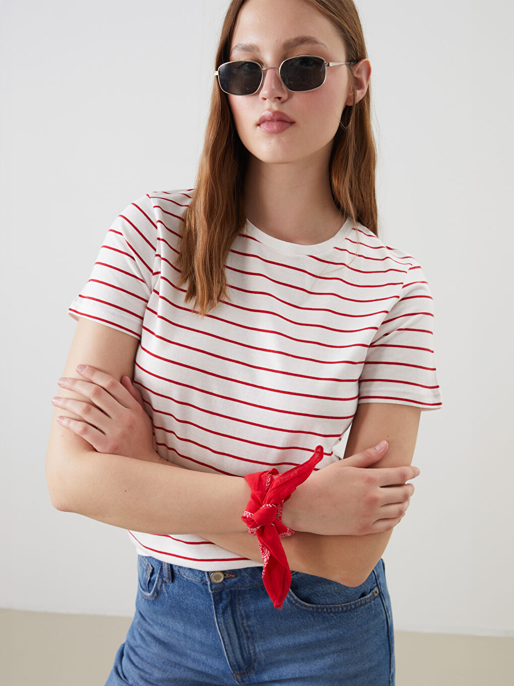 Crew Neck Striped Women's T-Shirt