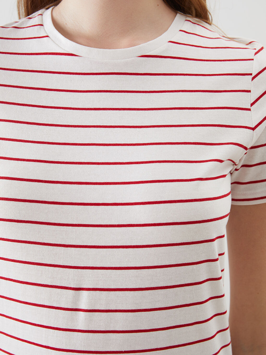 Crew Neck Striped Women's T-Shirt-2