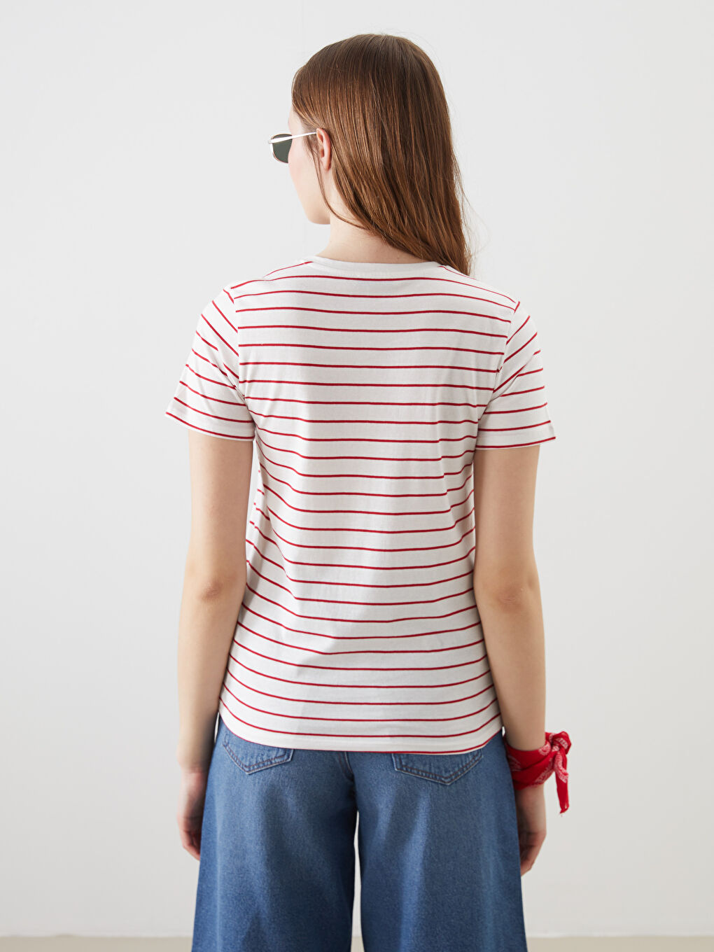 Crew Neck Striped Women's T-Shirt-3
