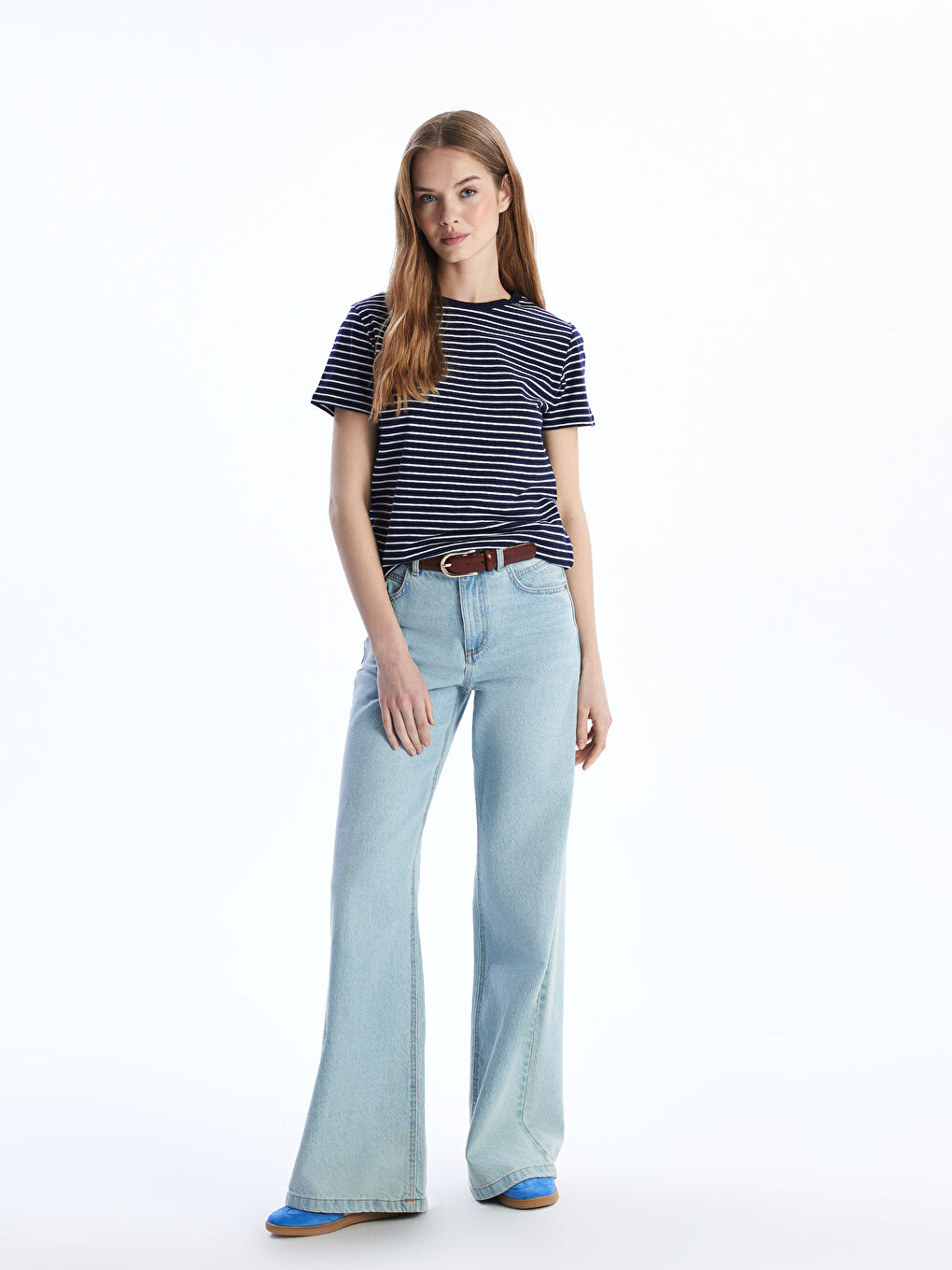 Crew Neck Striped Women's Body-1